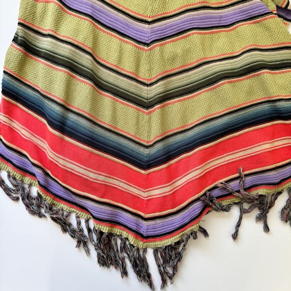 Anthropologie Moth Calexico Poncho Sweater Hooded Vest Cardigan Striped Sz XS S - Picture 13 of 16